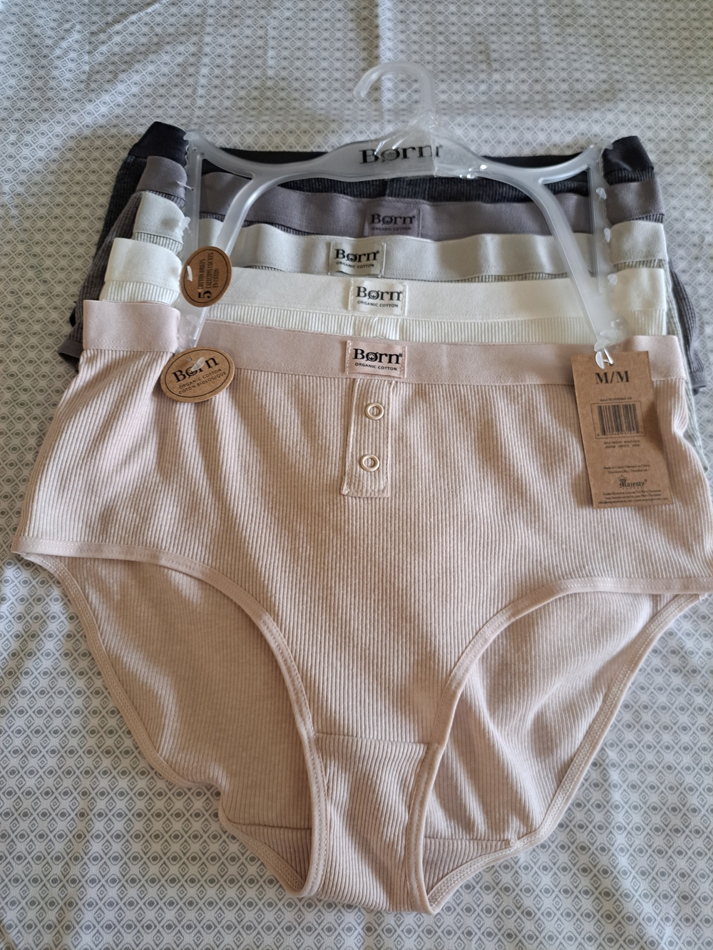 Born Organic Cotton Ribbed High-Waist Briefs – 5 Pack M